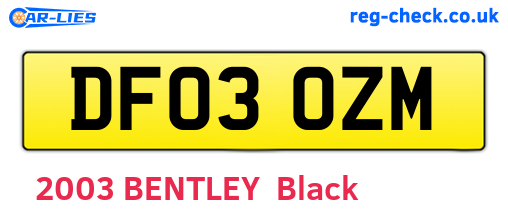 DF03OZM are the vehicle registration plates.