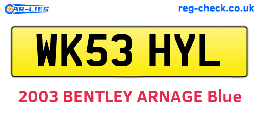 WK53HYL are the vehicle registration plates.