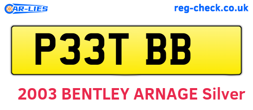 P33TBB are the vehicle registration plates.
