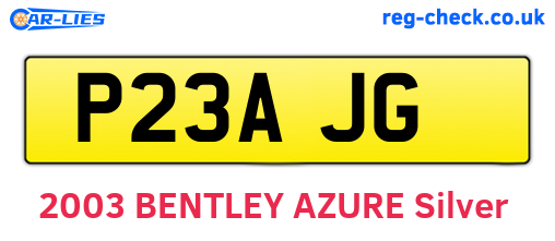 P23AJG are the vehicle registration plates.