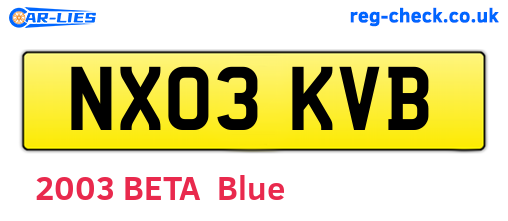 NX03KVB are the vehicle registration plates.