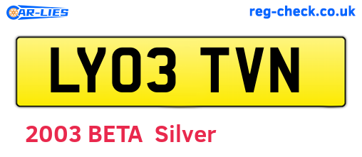 LY03TVN are the vehicle registration plates.
