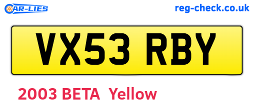 VX53RBY are the vehicle registration plates.