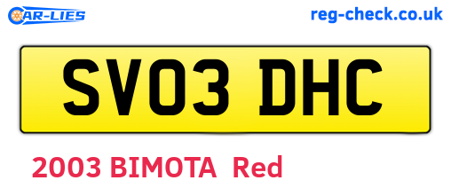 SV03DHC are the vehicle registration plates.