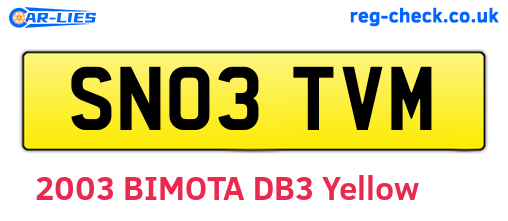 SN03TVM are the vehicle registration plates.