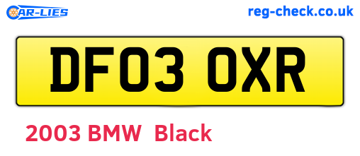 DF03OXR are the vehicle registration plates.