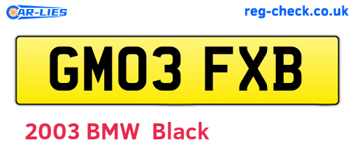 GM03FXB are the vehicle registration plates.