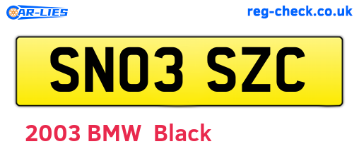 SN03SZC are the vehicle registration plates.