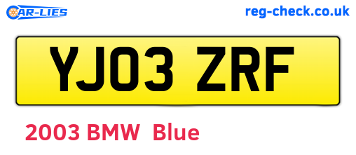 YJ03ZRF are the vehicle registration plates.