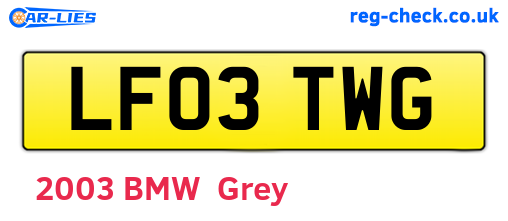 LF03TWG are the vehicle registration plates.
