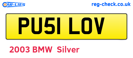 PU51LOV are the vehicle registration plates.