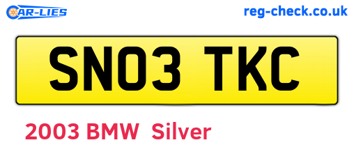 SN03TKC are the vehicle registration plates.