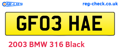 GF03HAE are the vehicle registration plates.