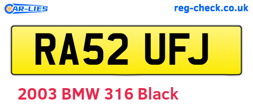 RA52UFJ are the vehicle registration plates.