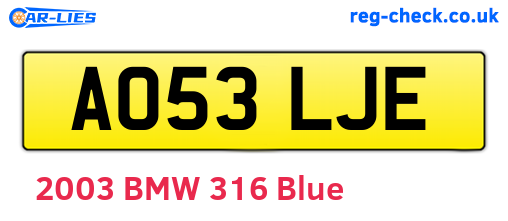 AO53LJE are the vehicle registration plates.