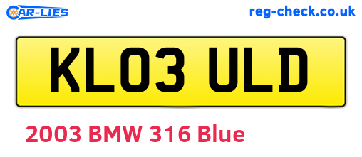 KL03ULD are the vehicle registration plates.