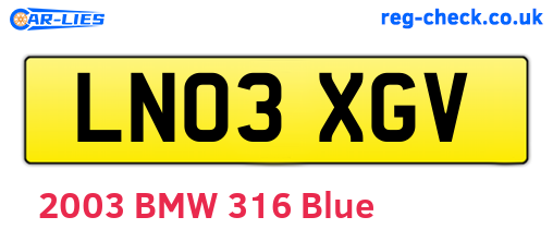 LN03XGV are the vehicle registration plates.