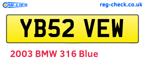 YB52VEW are the vehicle registration plates.