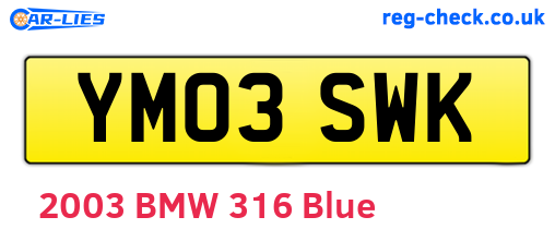 YM03SWK are the vehicle registration plates.