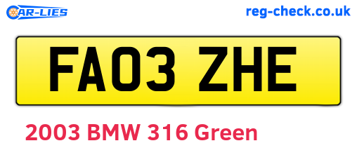 FA03ZHE are the vehicle registration plates.