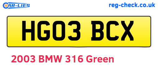HG03BCX are the vehicle registration plates.