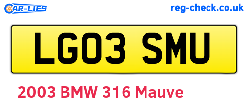 LG03SMU are the vehicle registration plates.