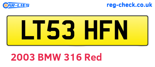 LT53HFN are the vehicle registration plates.