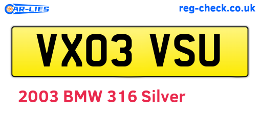 VX03VSU are the vehicle registration plates.