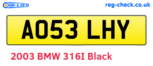 AO53LHY are the vehicle registration plates.