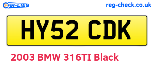 HY52CDK are the vehicle registration plates.