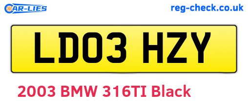 LD03HZY are the vehicle registration plates.