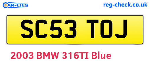 SC53TOJ are the vehicle registration plates.