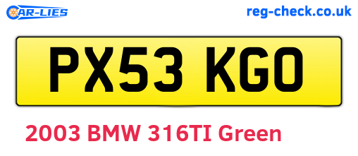 PX53KGO are the vehicle registration plates.