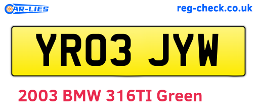 YR03JYW are the vehicle registration plates.