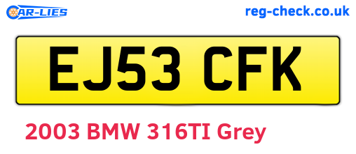 EJ53CFK are the vehicle registration plates.
