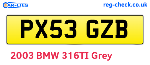 PX53GZB are the vehicle registration plates.