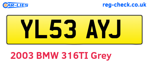 YL53AYJ are the vehicle registration plates.