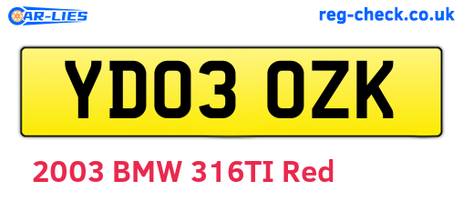 YD03OZK are the vehicle registration plates.