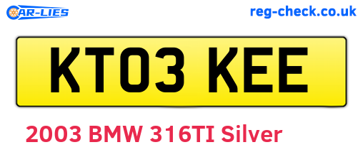 KT03KEE are the vehicle registration plates.