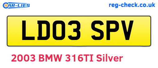 LD03SPV are the vehicle registration plates.