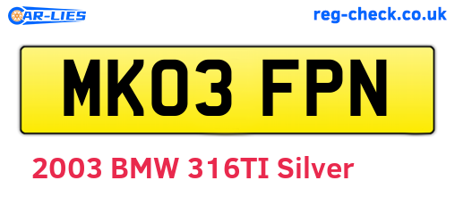 MK03FPN are the vehicle registration plates.