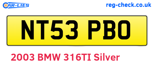 NT53PBO are the vehicle registration plates.