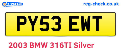 PY53EWT are the vehicle registration plates.