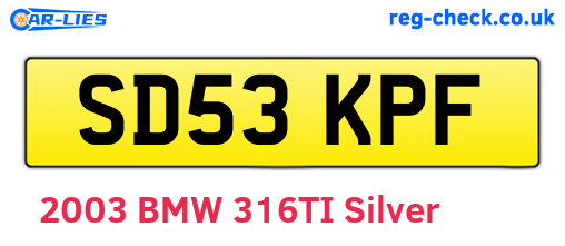 SD53KPF are the vehicle registration plates.