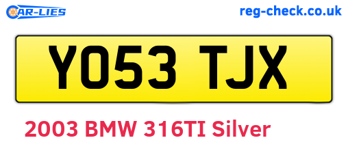 YO53TJX are the vehicle registration plates.