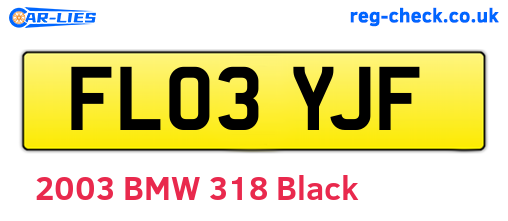 FL03YJF are the vehicle registration plates.