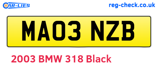 MA03NZB are the vehicle registration plates.
