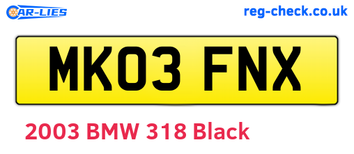 MK03FNX are the vehicle registration plates.