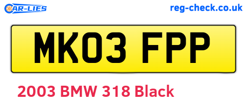 MK03FPP are the vehicle registration plates.