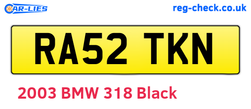 RA52TKN are the vehicle registration plates.